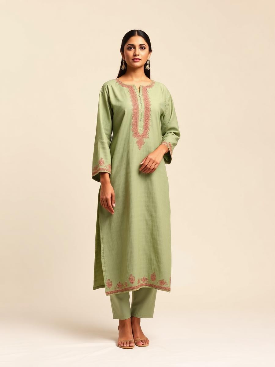 Saanjh Olive Kurta — Olive